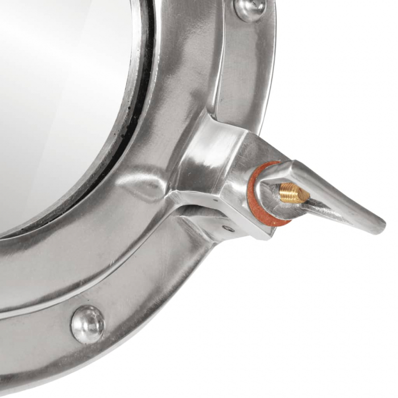 Bullaugen-Spiegel Wandmontage Ø23 cm Aluminium und Glas