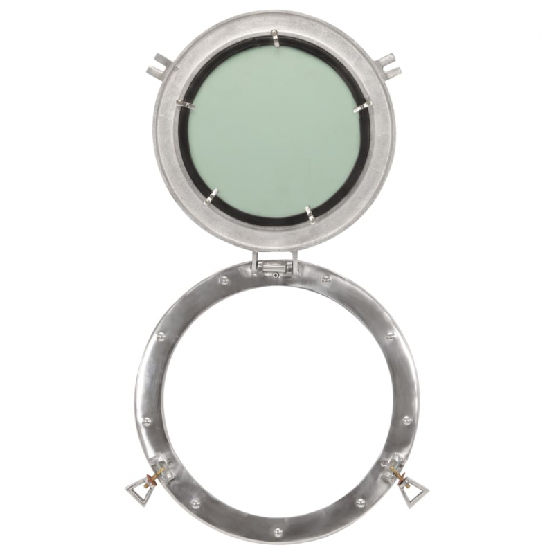 Bullaugen-Spiegel Wandmontage Ø38 cm Aluminium und Glas