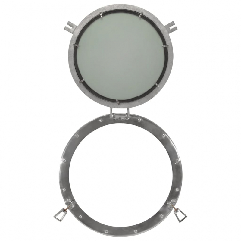 Bullaugen-Spiegel Wandmontage Ø50 cm Aluminium und Glas