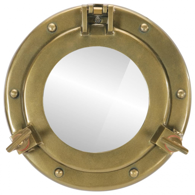 Bullaugen-Spiegel Wandmontage Ø23 cm Aluminium und Glas