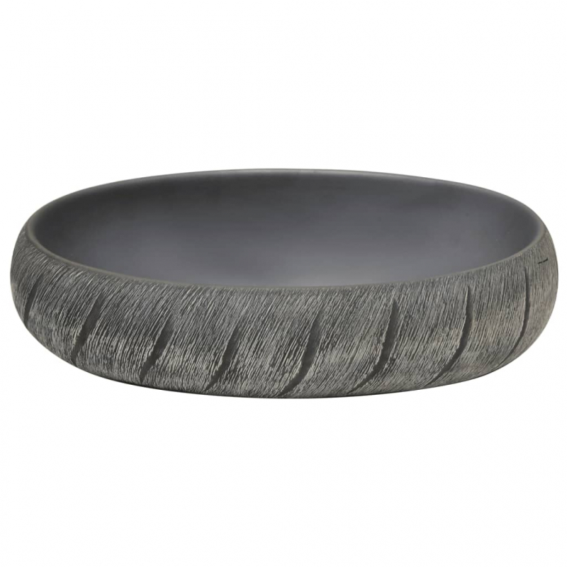 Aufsatzwaschbecken Schwarz und Grau Oval 59x40x15 cm Keramik