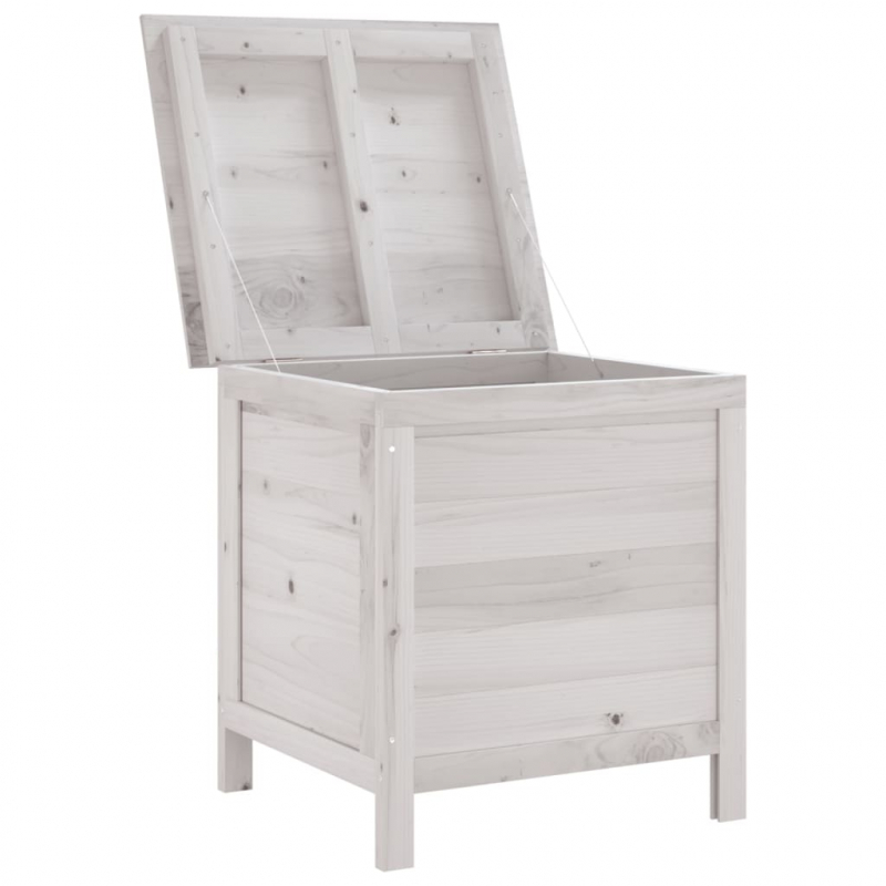 Gartentruhe Weiß 50x49x56,5 cm Massivholz Tanne