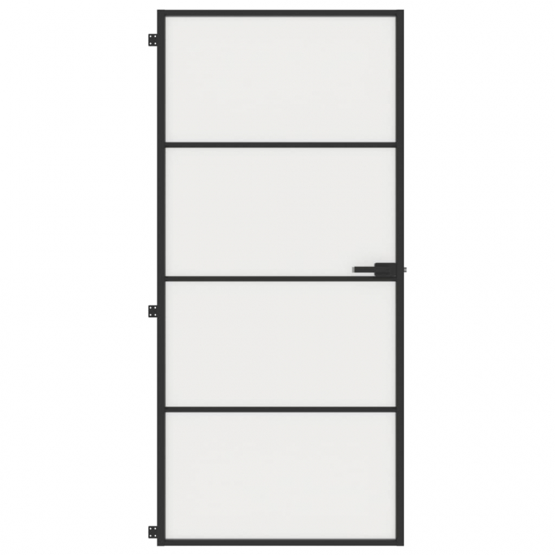 Innentür Schlank Schwarz 93x201,5 cm Hartglas & Aluminium