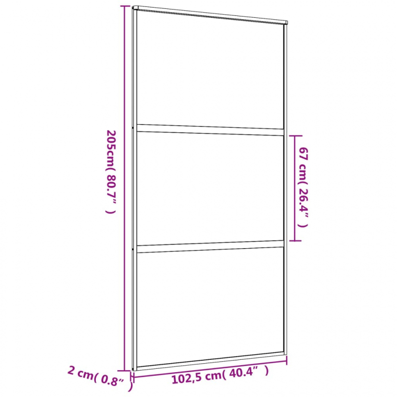 Schiebetür Golden 102,5x205 cm ESG-Klarglas und Aluminium