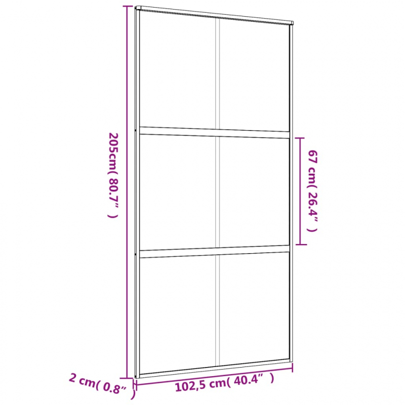 Schiebetür Golden 102,5x205 cm ESG-Klarglas und Aluminium