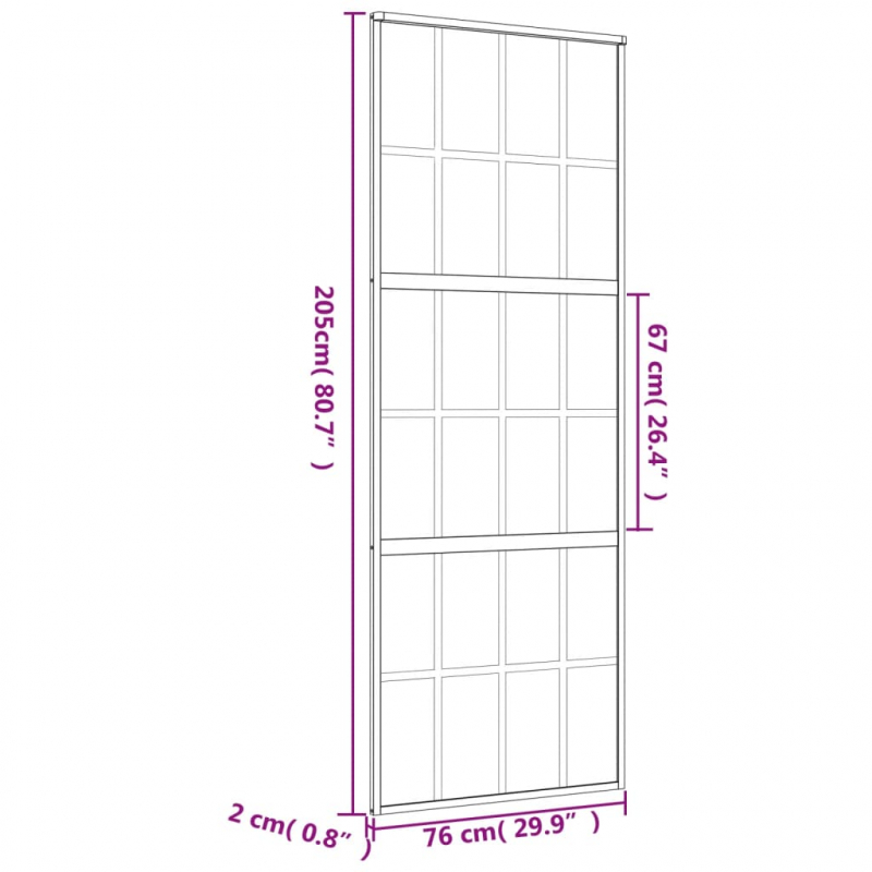 Schiebetür Golden 76x205 cm Matt ESG-Glas und Aluminium