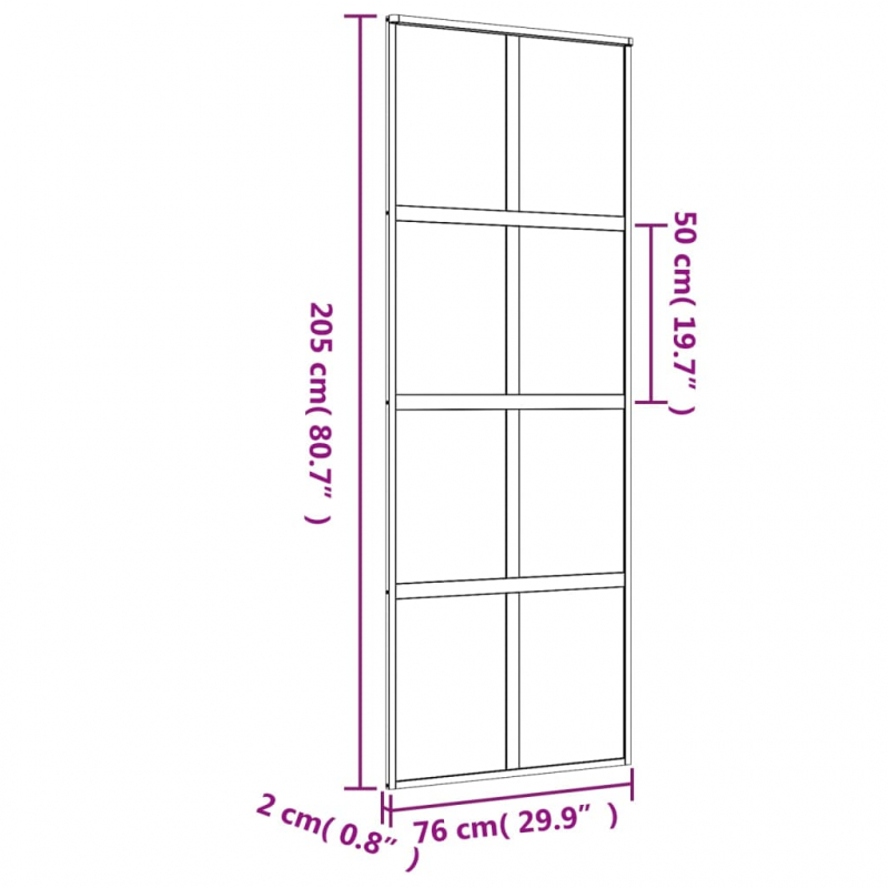 Schiebetür Golden 76x205 cm ESG-Klarglas und Aluminium