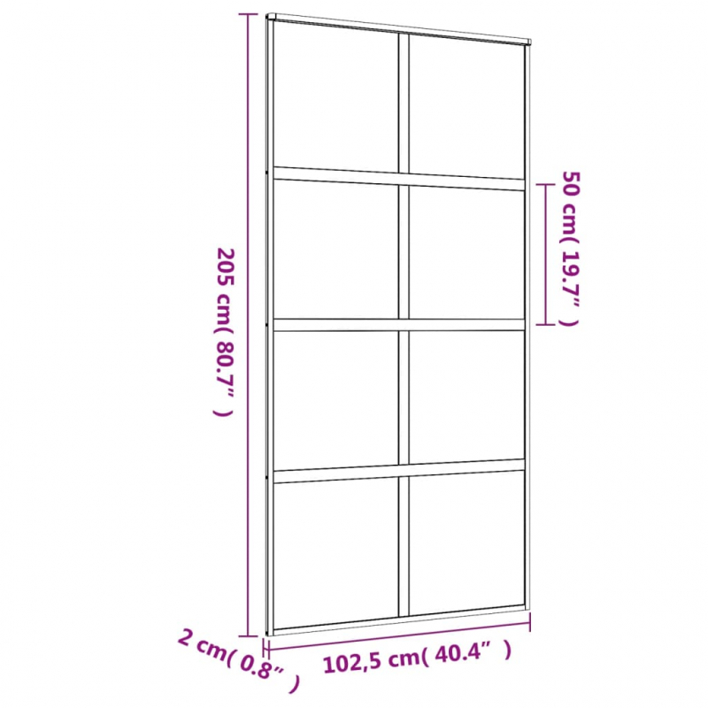 Schiebetür Golden 102,5x205 cm Matt ESG-Glas und Aluminium