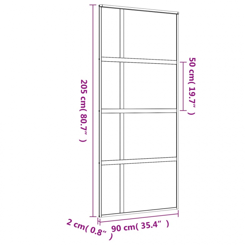 Schiebetür Golden 90x205 cm Matt ESG-Glas und Aluminium