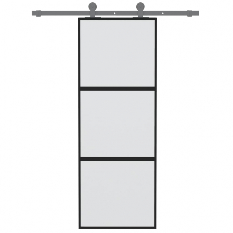 Schiebetür Schwarz 76x205 cm Hartglas und Aluminium