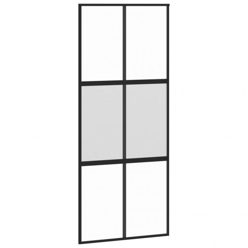 Schiebetür Schwarz 90x205 cm Hartglas und Aluminium