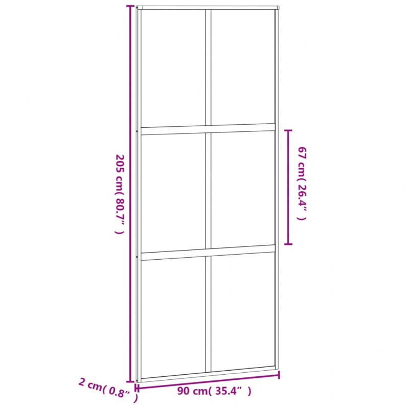 Schiebetür Weiß 90x205 cm Hartglas und Aluminium