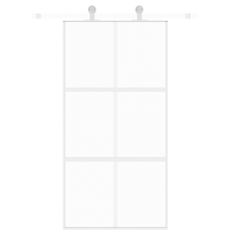 Schiebetür Weiß 102,5x205 cm Hartglas und Aluminium