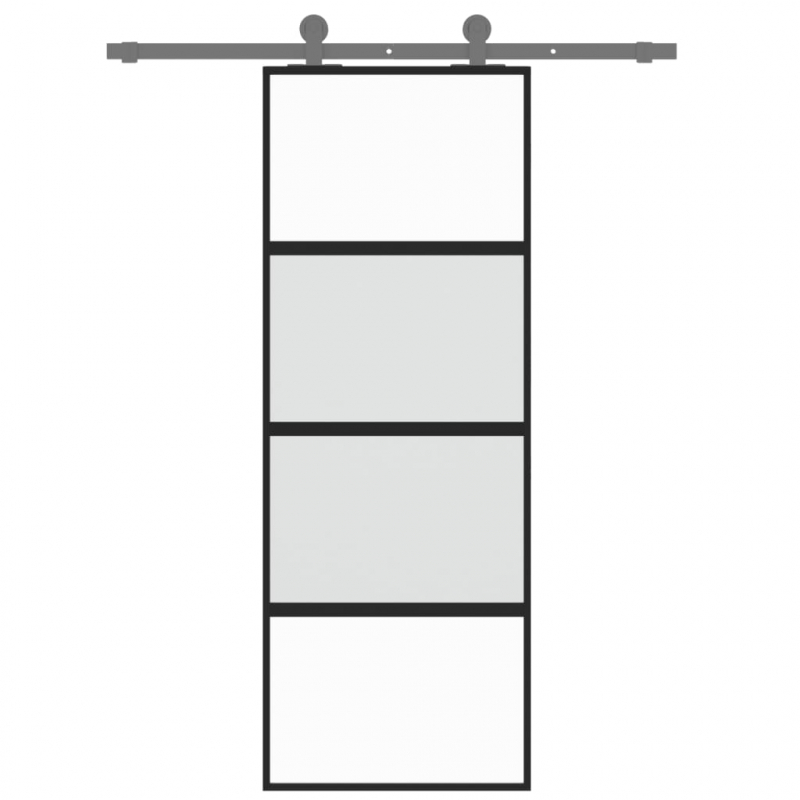Schiebetür Schwarz 76x205 cm Hartglas und Aluminium