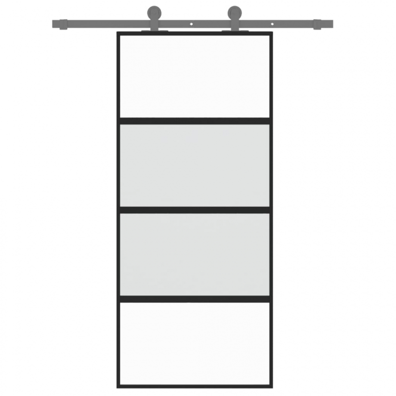 Schiebetür Schwarz 90x205 cm Hartglas und Aluminium