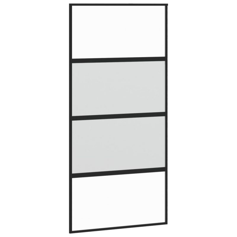 Schiebetür Schwarz 102,5x205 cm Hartglas und Aluminium