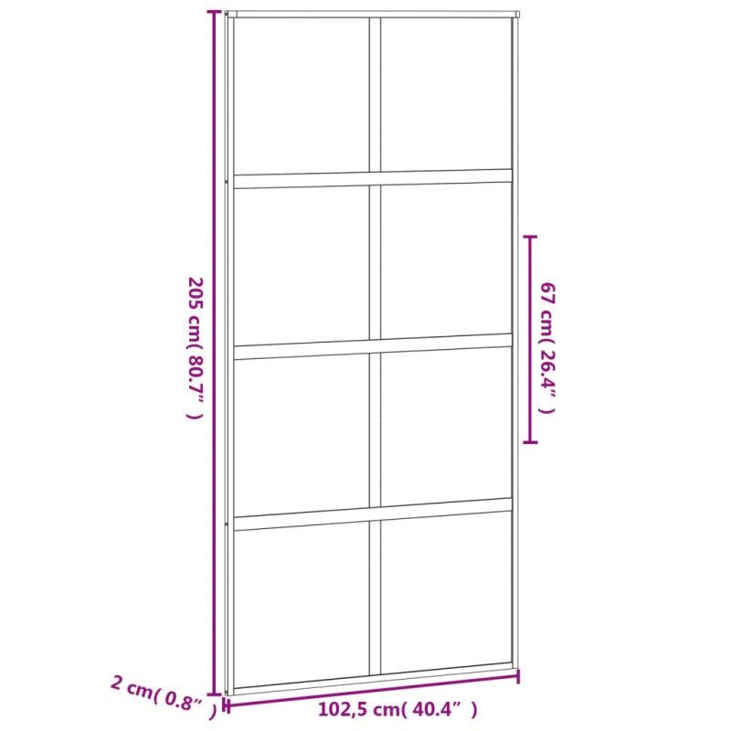 Schiebetür Schwarz 102,5x205 cm Hartglas und Aluminium