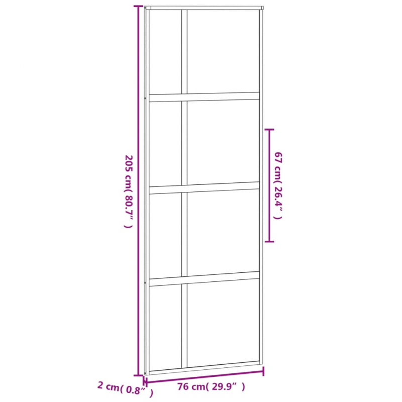 Schiebetür Schwarz 76x205 cm Hartglas und Aluminium