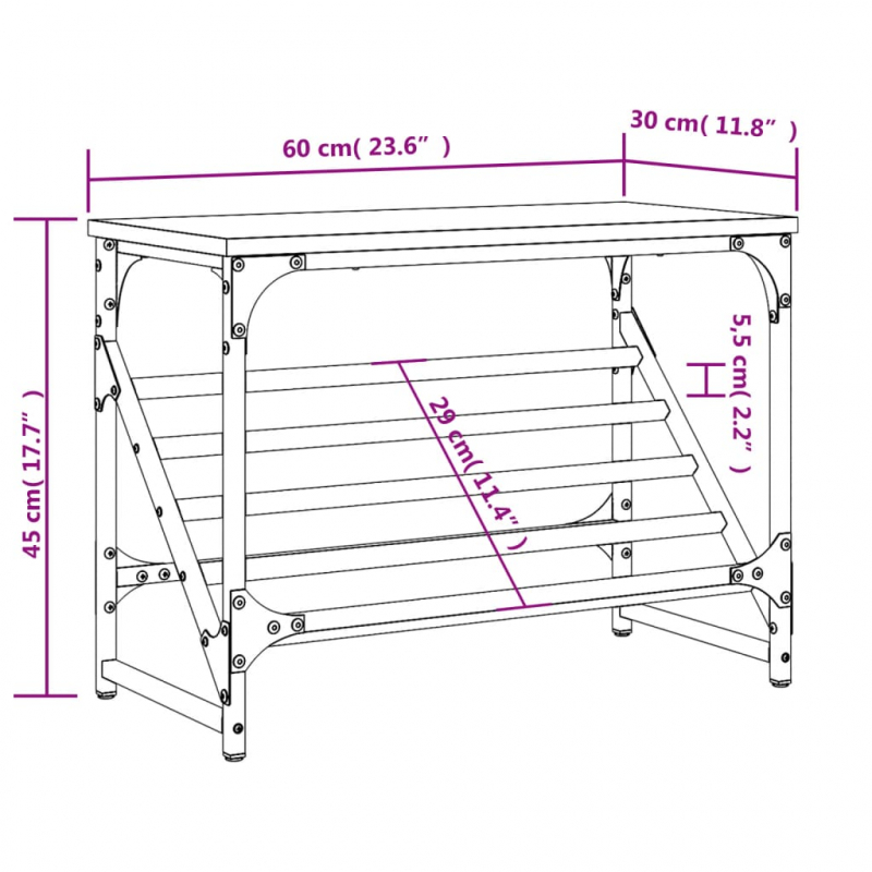 Schuhregal Grau Sonoma 60x30x45 cm Holzwerkstoff