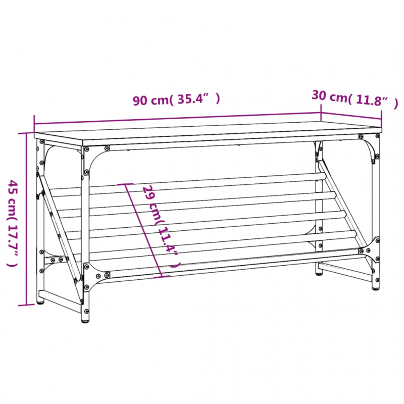 Schuhregal Grau Sonoma 90x30x45 cm Holzwerkstoff