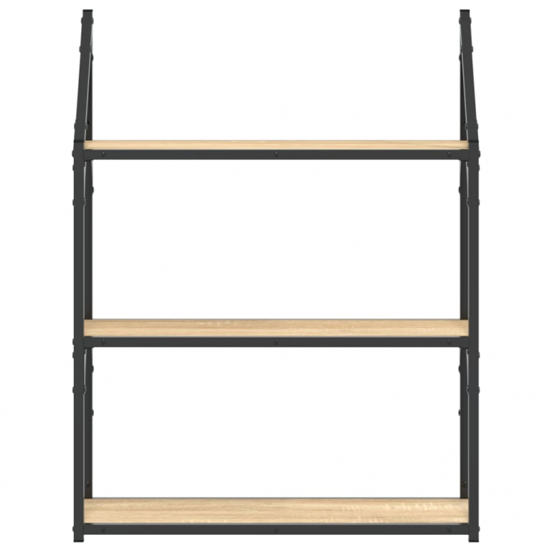 Wandregal 3 Fächer Sonoma-Eiche 60x21x78,5 cm Holzwerkstoff