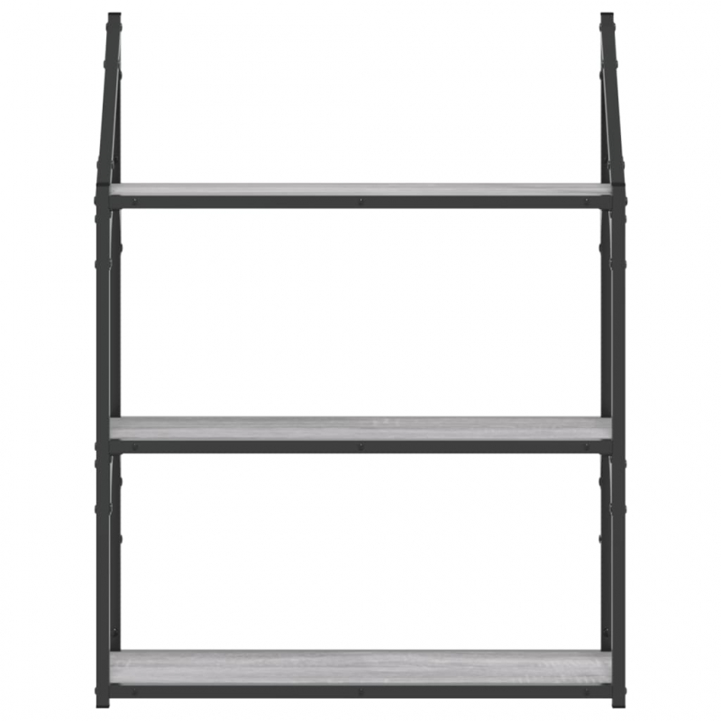 Wandregal 3 Fächer Grau Sonoma 60x21x78,5 cm Holzwerkstoff