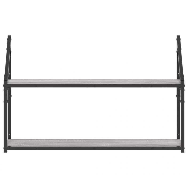 Wandregal 2 Fächer Grau Sonoma 80x21x51 cm Holzwerkstoff