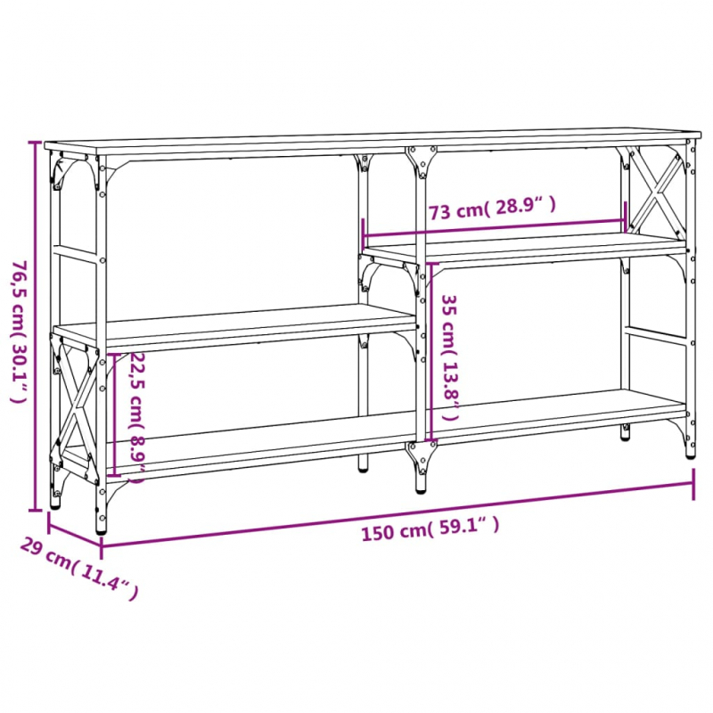 Konsolentisch Braun Eichen-Optik 150x29x76,5 cm Holzwerkstoff