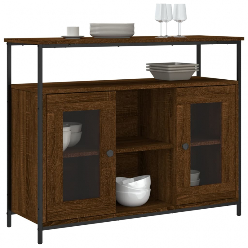 Sideboard Braun Eichen-Optik 100x35x80 cm Holzwerkstoff