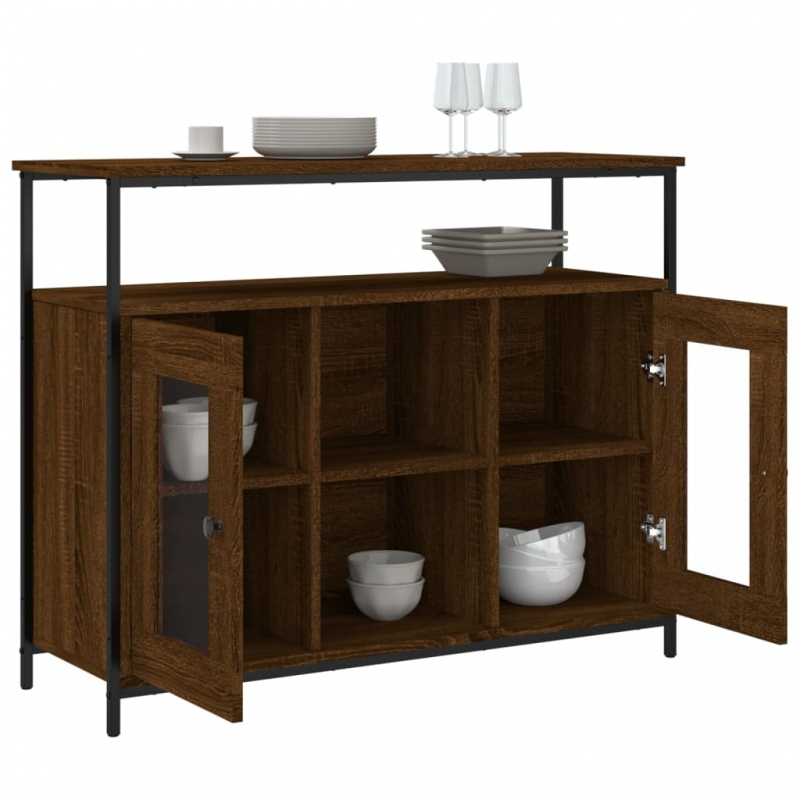 Sideboard Braun Eichen-Optik 100x35x80 cm Holzwerkstoff