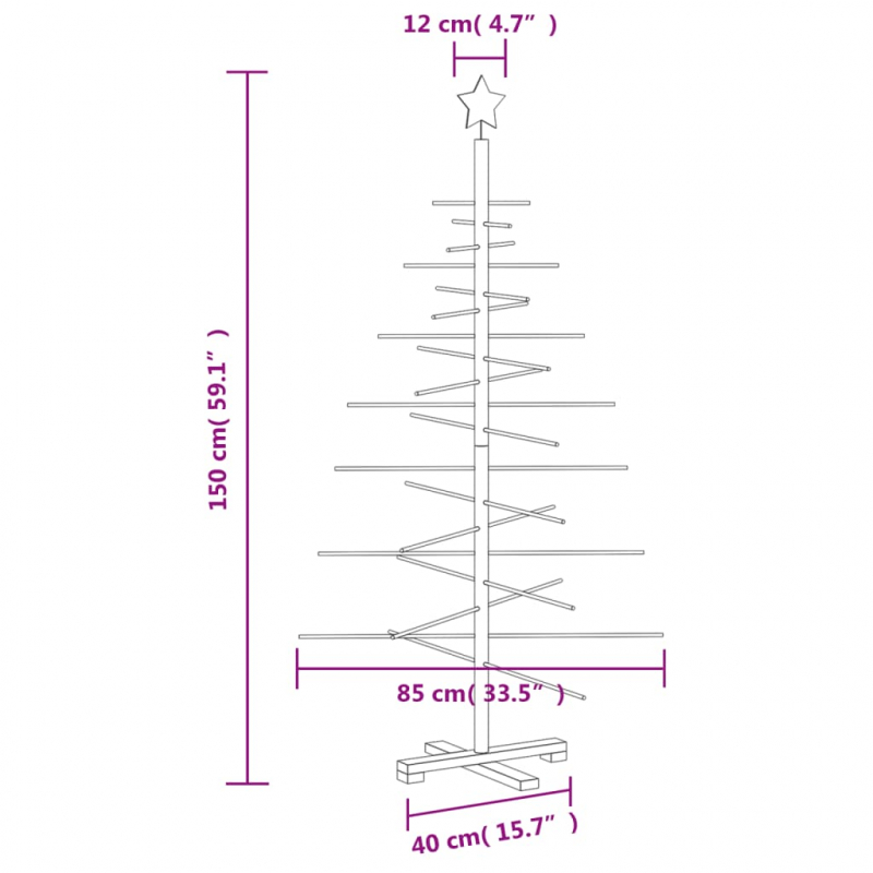 Weihnachtsbaum Holz zum Schmücken 150 cm Massivholz Kiefer