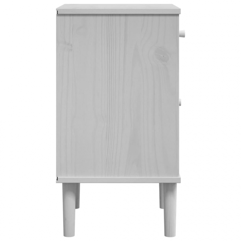 Nachttisch SENJA Rattan-Look Weiß 40x35x65 cm Massivholz Kiefer