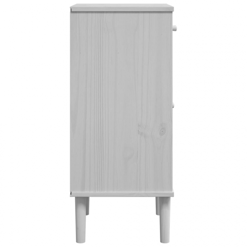 Nachttisch SENJA Rattan-Look Weiß 40x35x80 cm Massivholz Kiefer