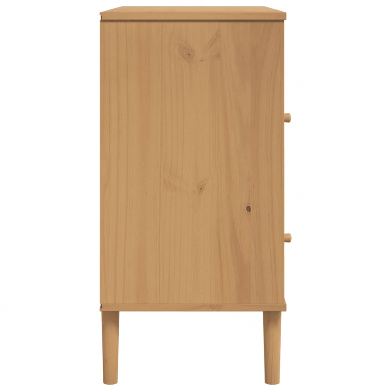 Sideboard SENJA Rattan-Optik Braun 80x40x80 cm Kiefernholz