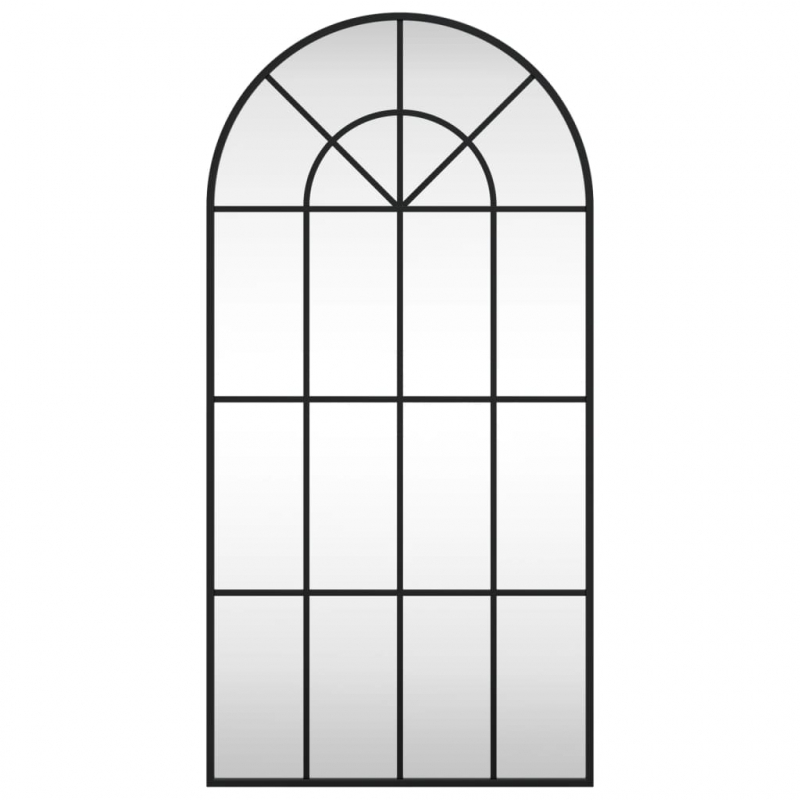 Wandspiegel Schwarz 50x100 cm Gewölbt Eisen