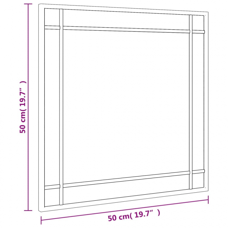 Wandspiegel Schwarz 50x50 cm Quadratisch Eisen