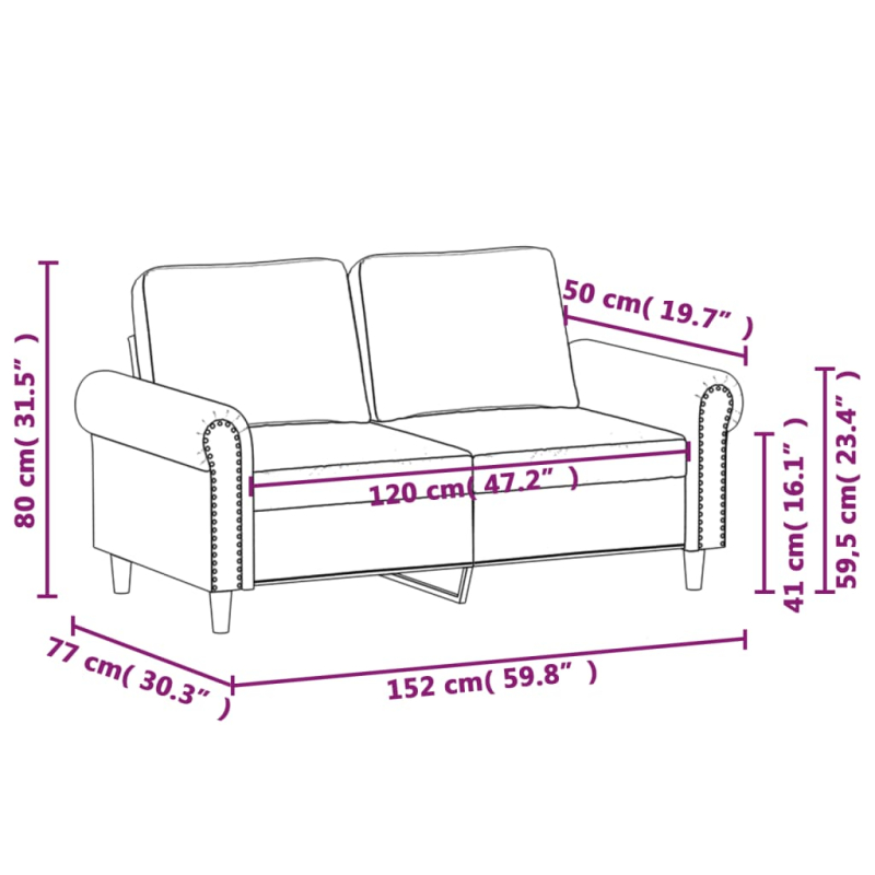 2-Sitzer-Sofa Blau 120 cm Samt