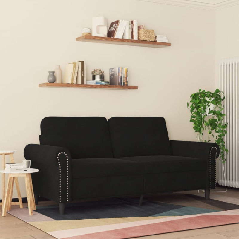 2-Sitzer-Sofa Schwarz 140 cm Samt