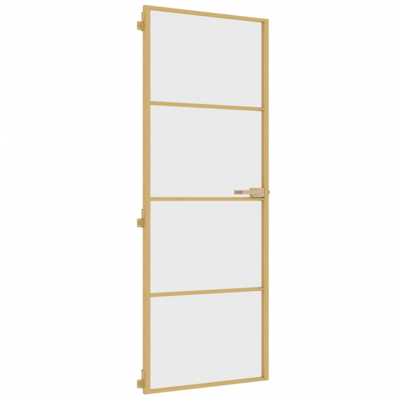 Innentür Schlank Golden 76x201,5 cm Hartglas und Aluminium