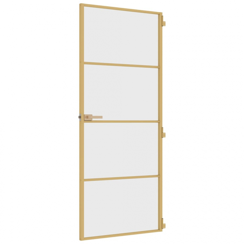 Innentür Schlank Golden 83x201,5 cm Hartglas und Aluminium