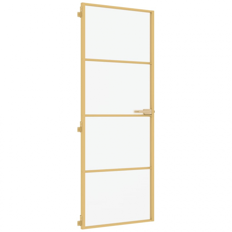 Innentür Schlank Golden 76x201,5 cm Hartglas und Aluminium