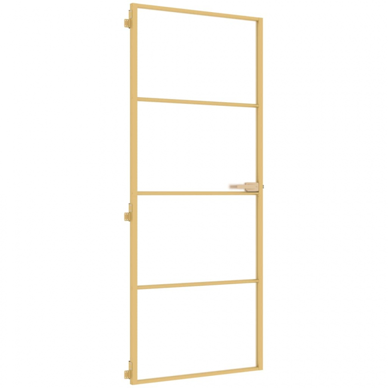 Innentür Schlank Golden 83x201,5 cm Hartglas und Aluminium