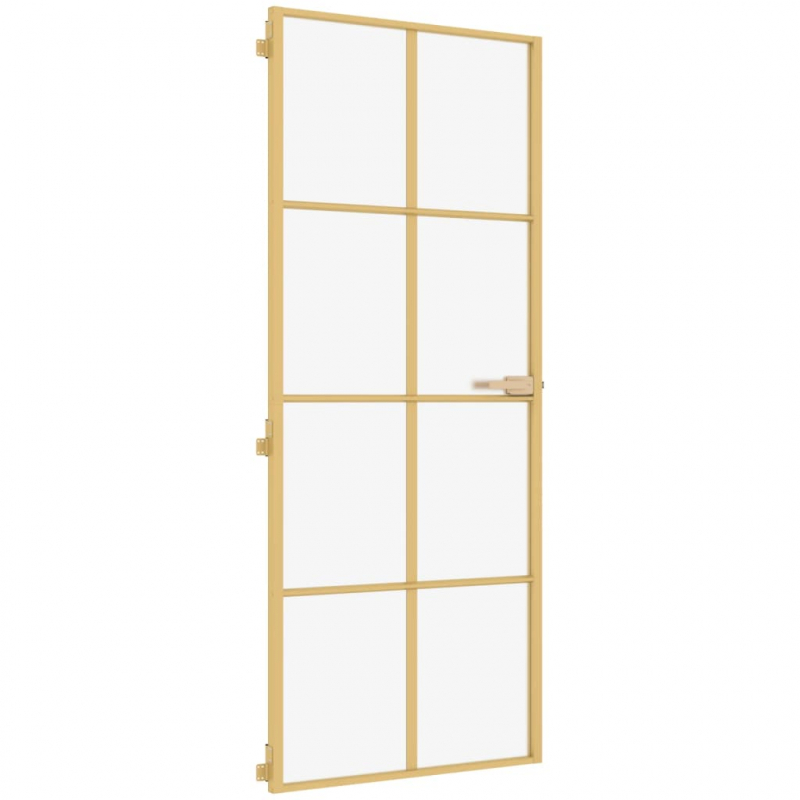 Innentür Schlank Golden 83x201,5 cm Hartglas und Aluminium