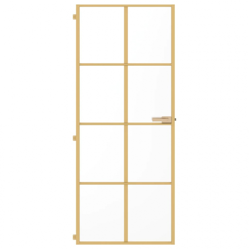 Innentür Schlank Golden 83x201,5 cm Hartglas und Aluminium