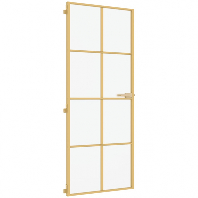 Innentür Schlank Golden 93x201,5 cm Hartglas und Aluminium