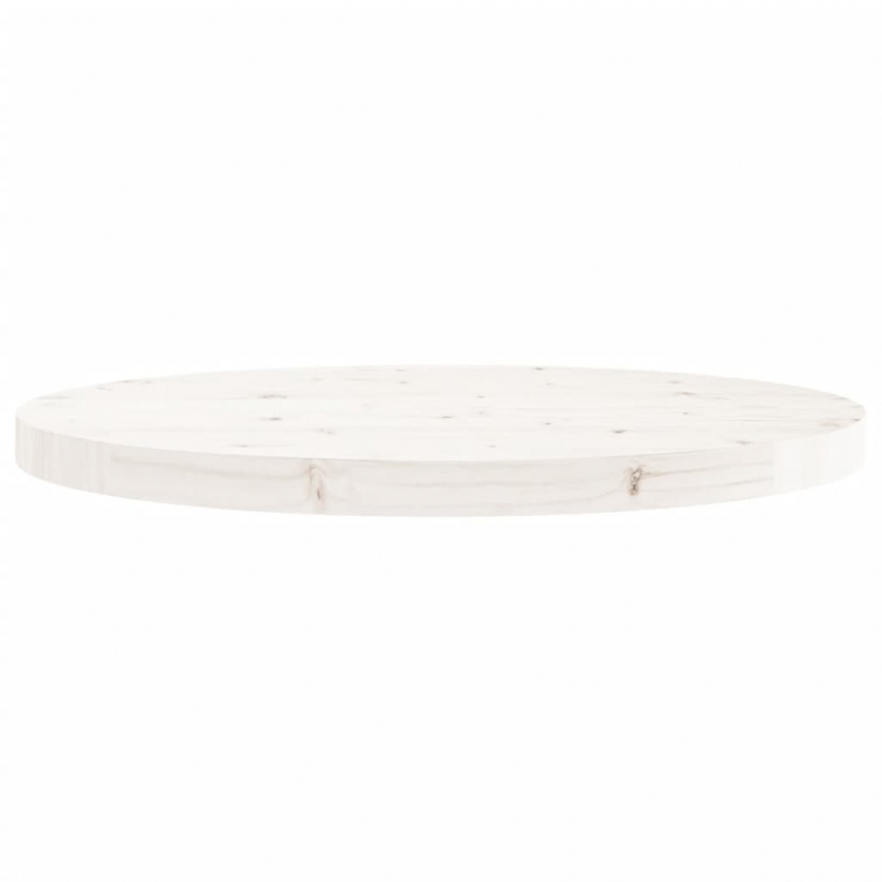 Tischplatte Rund Weiß Ø60x3 cm Massivholz Kiefer