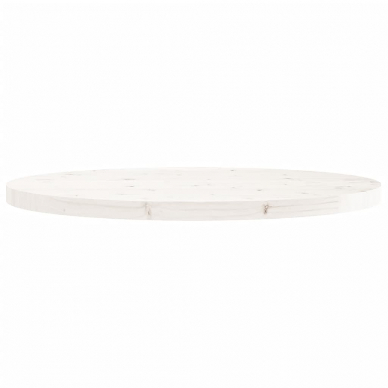 Tischplatte Rund Weiß Ø90x3 cm Massivholz Kiefer