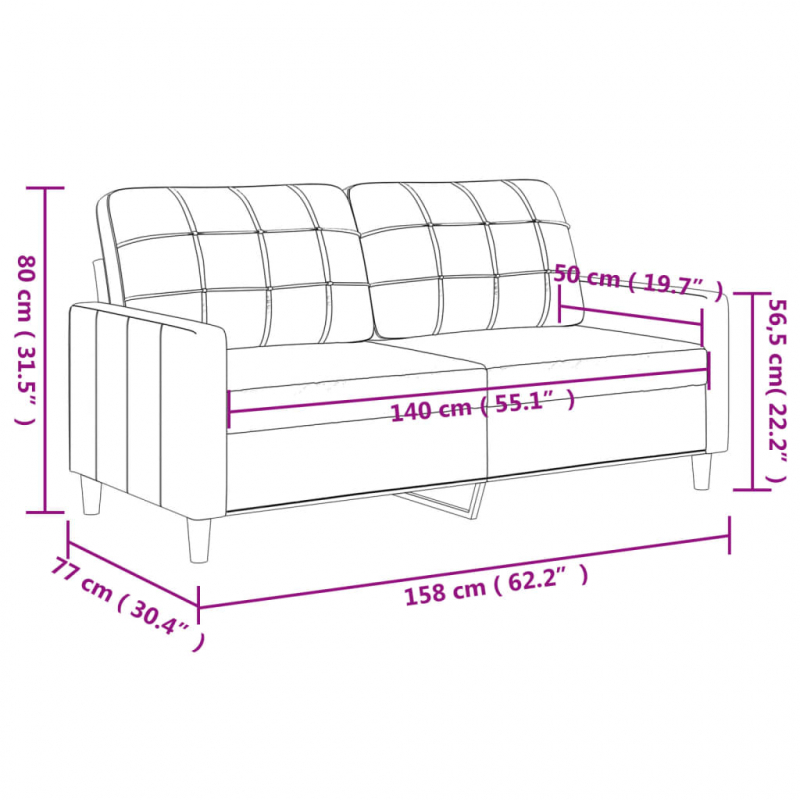 2-Sitzer-Sofa Braun 140 cm Stoff