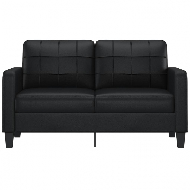 2-Sitzer-Sofa Schwarz 140 cm Kunstleder