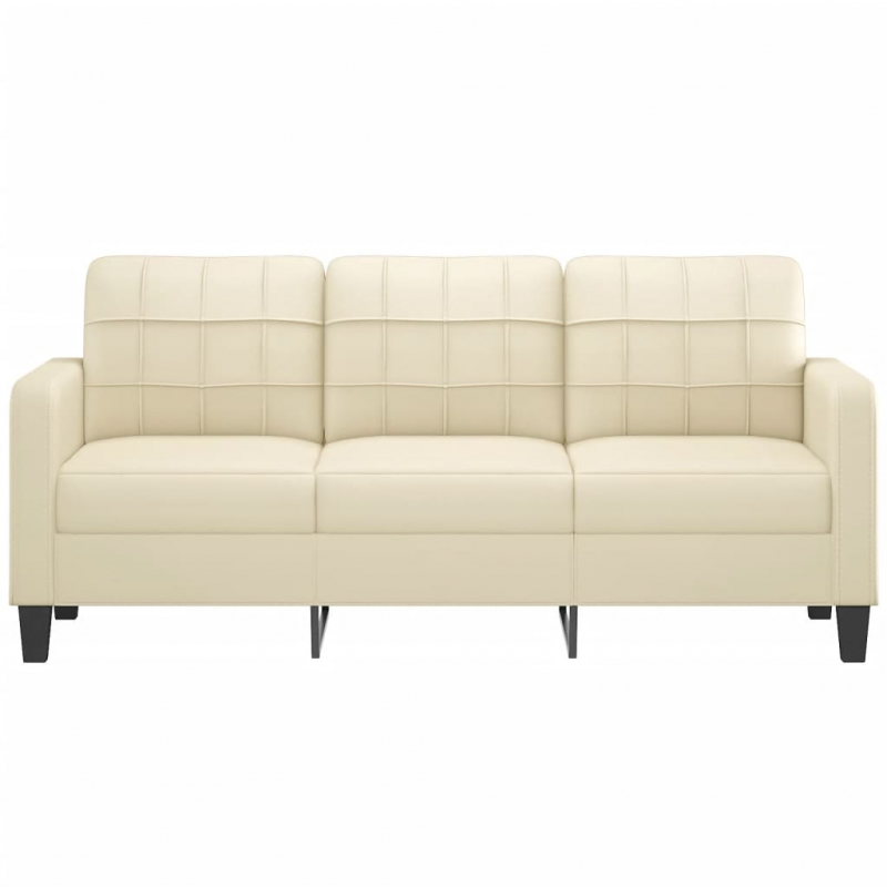 3-Sitzer-Sofa Creme 180 cm Kunstleder